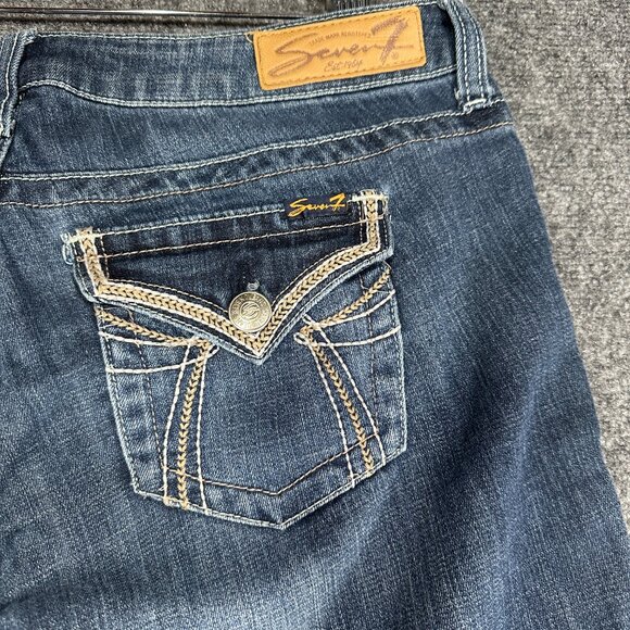 Seven7 Jeans Womens 8 Cotton Stretch Crop Embroidered Flap Pockets Distressed - Picture 10 of 10
